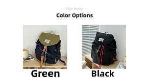 Vue comparative de sacs à dos en toile verts et noirs avec cordes multicolores