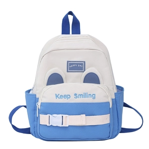 Kids lightweight canvas backpack with blue and white contrast design for boys age 3-6