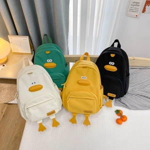 Little Duck Cartoon Backpack Canvas Nylon Three Dimensional Animal Design School Bag For Boys Girls Kindergarten Travel