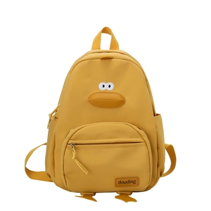 Cute yellow 3D cartoon duck toddler backpack made of durable waterproof nylon