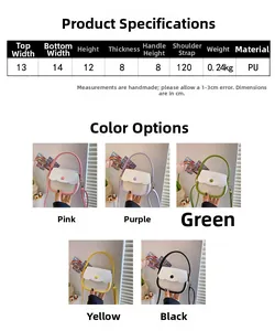 Tableau des tailles et dimensions pour mini sacs à main en cuir PU multicolores