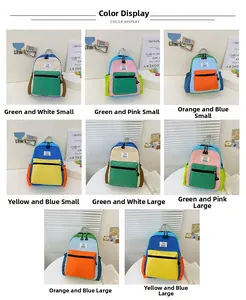 Vue détaillée de sacs à dos en toile pour enfants en plusieurs tailles et combinaisons de couleurs