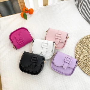 Kids Mini Crossbody Bag Lychee Texture PU Leather Square Buckle Flip Top Fashion Shoulder Bag For Girls