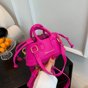 Women Mini Crossbody Bag PU Leather Small Handbag Fashion Letter Print Trendy Shoulder Bag With Drawstring