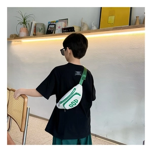 Adjustable kids crossbody chest bag with green DOD logo and zipper details