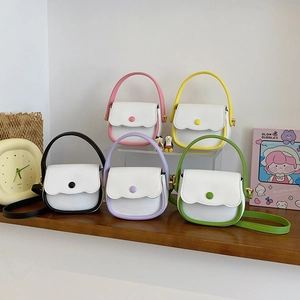 Mini Sac Bandoulière Enfants Cuir PU Couleur Contrastée Rabat Ondulé Sac À Main Pour Petites Filles Accessoire De Mode
