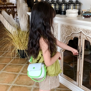 Mini sac à main bicolore pour enfants en blanc et vert avec bandoulière pour filles