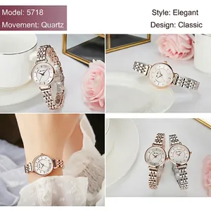 Elegant two-tone rose gold and silver quartz watch for women with rhinestone markers