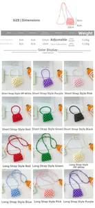 Tabella taglie mini borsa di perle 10x8x4cm con specifiche della tracolla