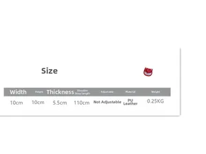 Guide des tailles du mini sac cœur pour filles avec dimensions 10x10x5,5cm et matière PU