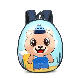 Cute cartoon bear hard shell backpack for kids aged 3-6 with ergonomic straps