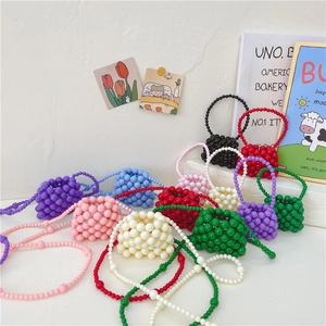 Borsa A Mano Mini Con Perline Per Bambine Fatta A Mano PVC Perla Artificial Borsa A Tracolla Piccola Moda