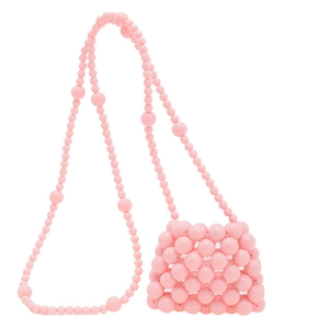 Mini borsa a tracolla in perle rosa fatta a mano per bambine con tracolla lunga