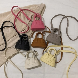 Mini Toddler Girls Handbag PU Leather Lychee Texture Shell Crossbody Bag Simple Trendy Kids Fashion Accessories