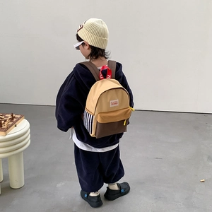 Toddler backpack with vibrant color-blocking, stripes and front zipper pocket for girls