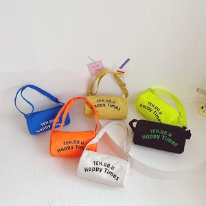 Sac Bandoulière Cylindrique Pour Enfants Toile Imprimé Lettres Sangle Réglable Quotidien Sport Décontracté Style Coréen