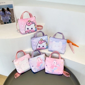 Sac Bandoulière En Toile Pour Enfants Filles Dessin Animé Licorne Ours Sirène Imprimé Bandoulière Réglable Sac À Main