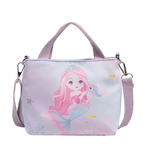 Sac à main en toile violette pour fille avec imprimé sirène et bandoulière