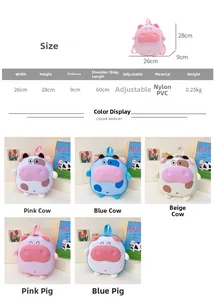 Tableau des tailles du sac à dos enfant motif animal avec détails en nylon et pvc réglable