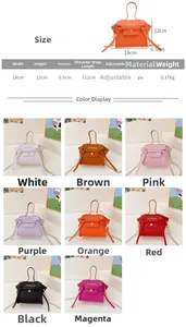 Tabella taglie dettagliata e dimensioni della mini borsa a tracolla in pelle PU con catena