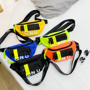 Sac De Poitrine Pour Enfants Nylon Mode Couleur Contrastée Lettre Imprimée Sac Bandoulière Sac Banane Pour Garçons Filles Tout-Petits Style Sportif