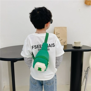 Sac de poitrine pour enfants vert et crème avec lettre R en peluche pour garçons et filles