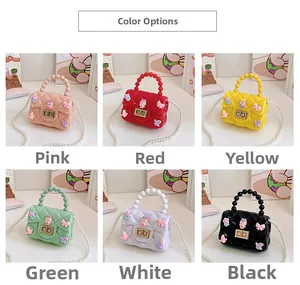 Mini borse in silicone gelatina per bambine con catene di perle in sei colori