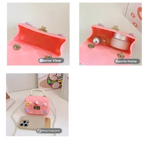 Capacity detail of pink rabbit mini bag showing pearl handle and interior storage