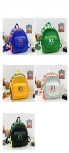 Color display of stylish canvas backpacks with FASHION lettering in five vibrant colors