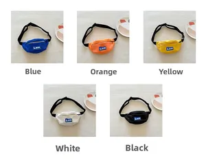 Detailed view of canvas mini waist bags in various colors with adjustable nylon straps