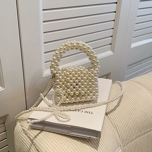 Sac À Bandoulière Künstliche Perle Tissé À La Main Filles Mini Sac À Main Élégant Princesse Accessoire Mode Pour Tout-Petits