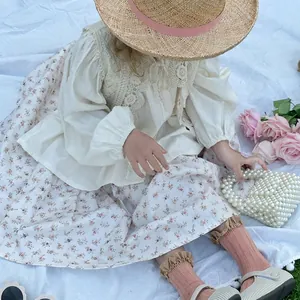 Sac à main tissé en perles pour fille et ensemble jupe florale pour tenue pique-nique