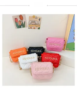 Collection of mini quilted PU leather chain bags for girls in six vibrant colors