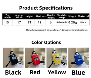 Tableau des dimensions et comparatif de couleurs pour sac à dos enfant voiture en toile