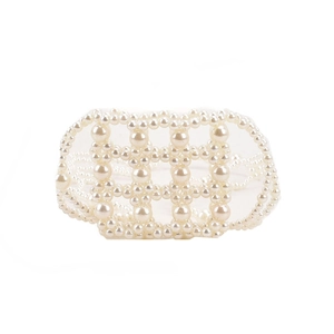 Handmade pearl woven small square bag for little girls with ivory white crossbody strap