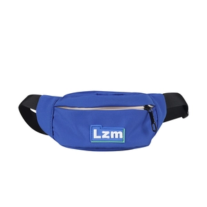 Navy blue mini sports fanny pack for kids featuring a stylish Lzm letter patch design