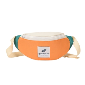 Sac banane tendance pour enfants en toile tricolore avec bandoulière réglable et logo