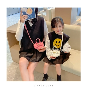 Mini sacs bandoulière en cuir PU rose et blanc pour la mode mère et fille élégante