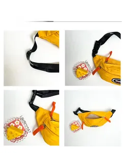 Détails de la sacoche banane de sport jaune pour enfants en toile avec sangle réglable