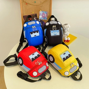Sac À Dos Enfants Forme Voiture Dessin Animé Nylon Polyester Anti Perte Sac D'école Pour Garçons Filles