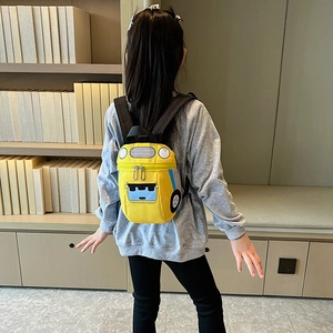 Sac à dos mignon en forme de voiture jaune pour enfants avec bretelles réglables