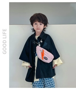 Sac bandoulière rose enfant en toile avec logo SPORT et rubans de zip orange