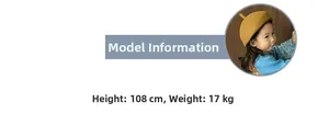 Guide des tailles avec mannequin 108cm 17kg pour béret tricoté pour enfants