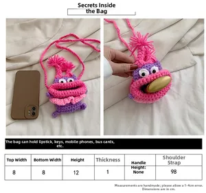 Tableau des tailles et détails de capacité du sac à bandoulière tricoté pour enfants