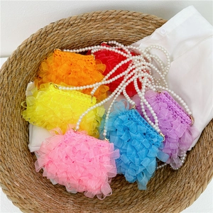 Mini Umhängetasche Für Mädchen Netz Organza Rüschen Süße Prinzessin Schultertasche Mit Faux Künstliche Perlen Riemen Mode