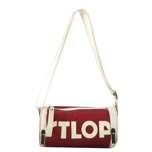 Sac bandoulière cylindrique pour enfants rouge et blanc cassé avec imprimé TLOA
