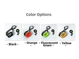 Kids sports crossbody bags in black, orange, green and yellow with letter printed straps