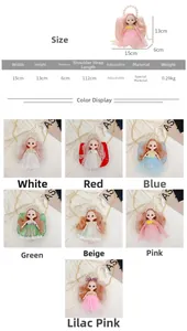 Detailed size chart and multi-color options for girls mini doll princess handbag