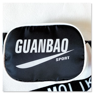 Detail of trendy kids sports crossbody bag with black and white high-density nylon fabric