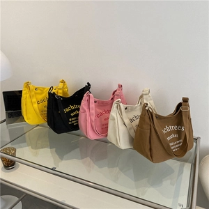 Kids Canvas Crossbody Bag Trendy Letter Print Large Capacity Lightweight Shoulder Bag Adjustable Strap Boys Girls